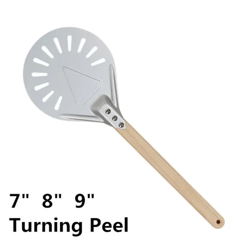 7 8 9 inch Perforated Pizza Turning Peel Pizza Shovel Aluminum wooden handle Peel Paddle Short Pizza Tool Non Slip Handle