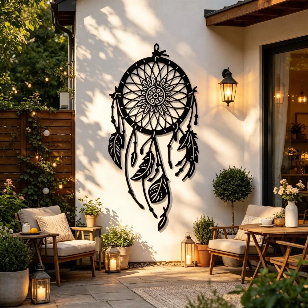 Dream Catcher Iron Wall Art Boho Bedroom Meditation Metal Sculpture Boho Decor Gift Ornament