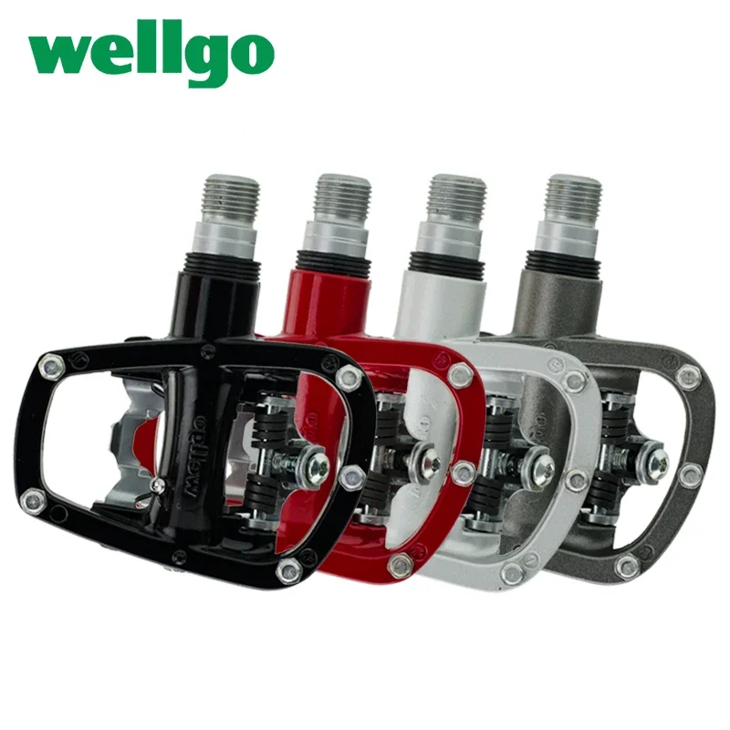 Wellgo R120B Dual Function Aluminum alloy Road Bike Pedals Cr-Mo Compatible SPD With Cleats Sealed Bearing Bicycle Cycling Parts