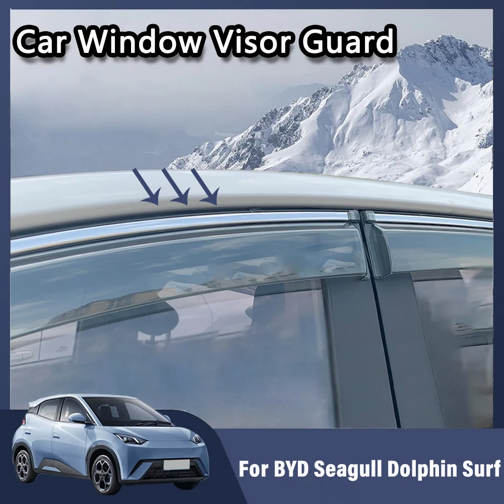 For BYD Seagulls Dolphin Mini Surf 2023 2024 2025 Car Window Visor Accessories Window Sun Rain Guards Shield Deflectors Trim