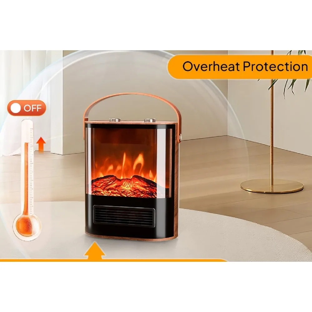 ROVSUN Calentador de chimenea eléctrica para uso en interiores, chimenea falsa portátil de 1500 W con llama realista 3D, temperatura ajustable,
