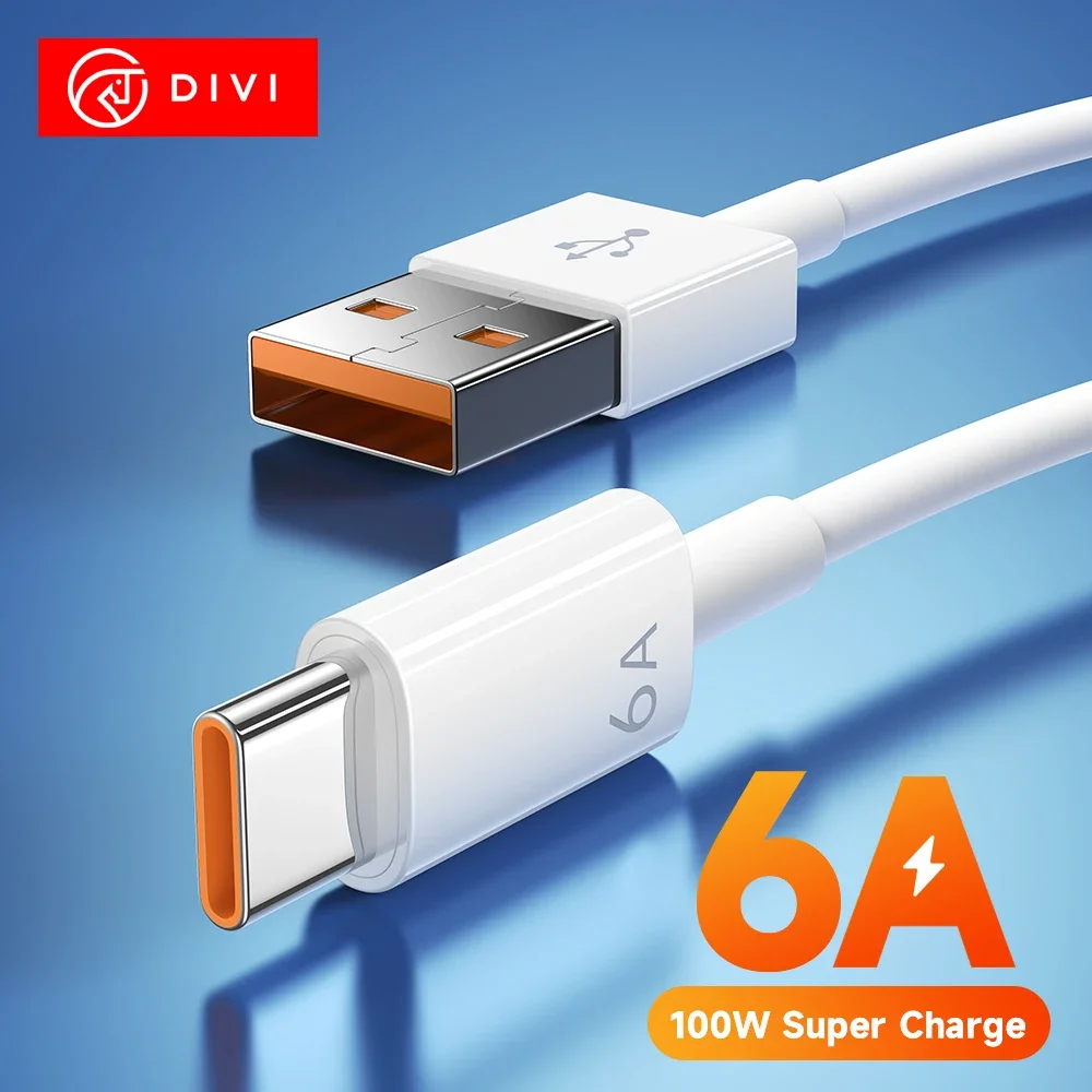 

DIVI 100W 6A USB to Type C Cable Super Fast Charing Line For Xiaomi Samsung Huawei Honor Quick Charge USB Cable Data Cord