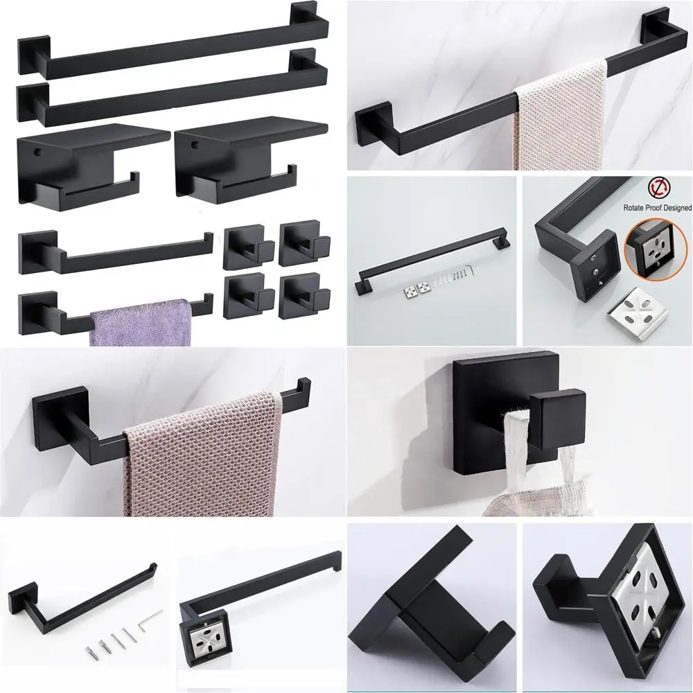 

Stainless Steel 10-Piece Bathroom Hardware Set - Towel Bar and Accessories for Wall Mounting, Modern Bath Towel Holder Set