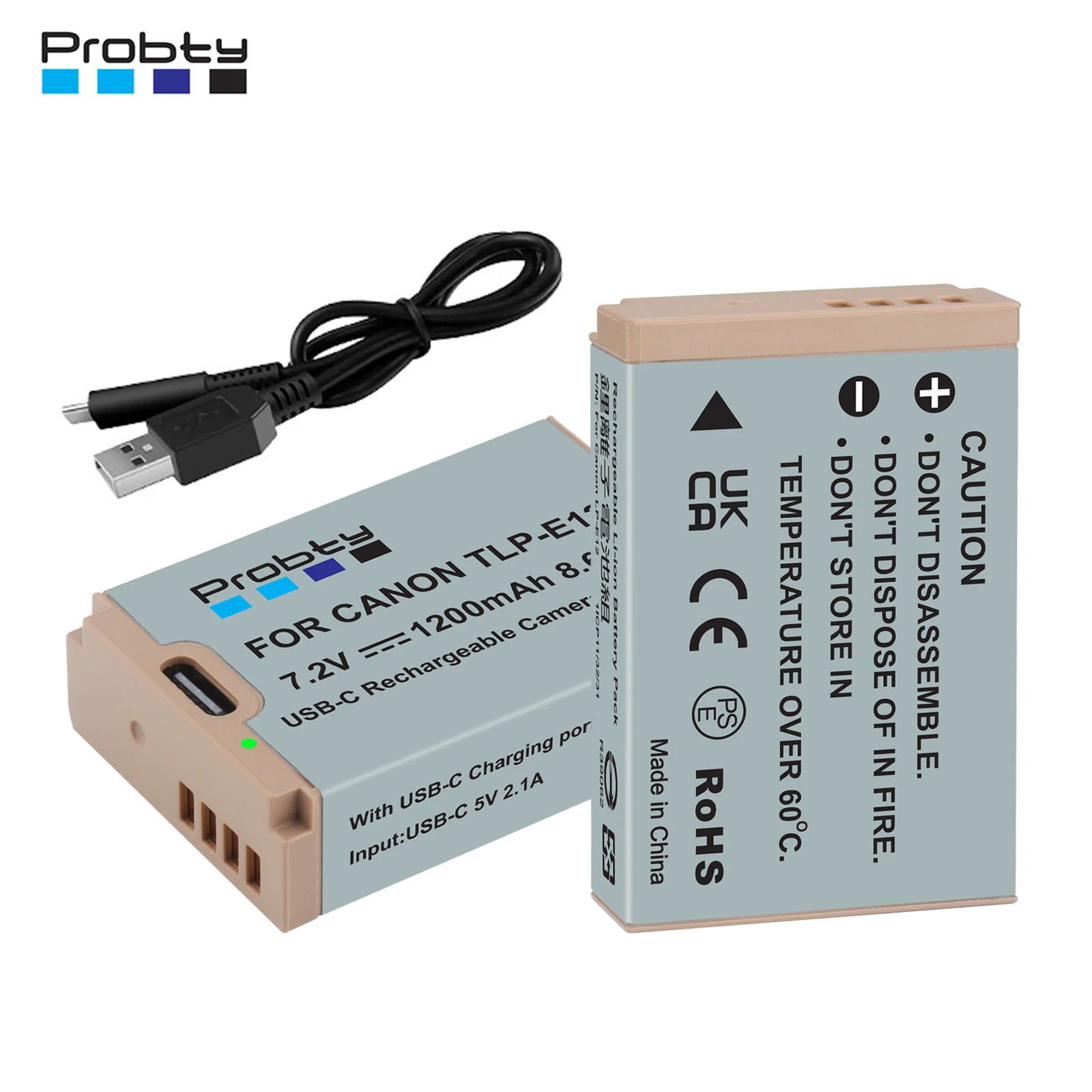 1200mAh LP-E12 LPE12 LP E12 Camera Battery with Type-C Charging Input for Canon SX70 HS Rebel SL1 M M2 M10 M50 M100