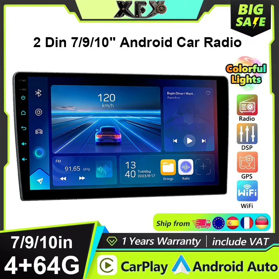 XFY NEW Car Radio GPS Android AutoCarplay For Tesla style For Nissan Hyundai KIA TOYOTA Honda Multimedia Player DSP 9/10 inch