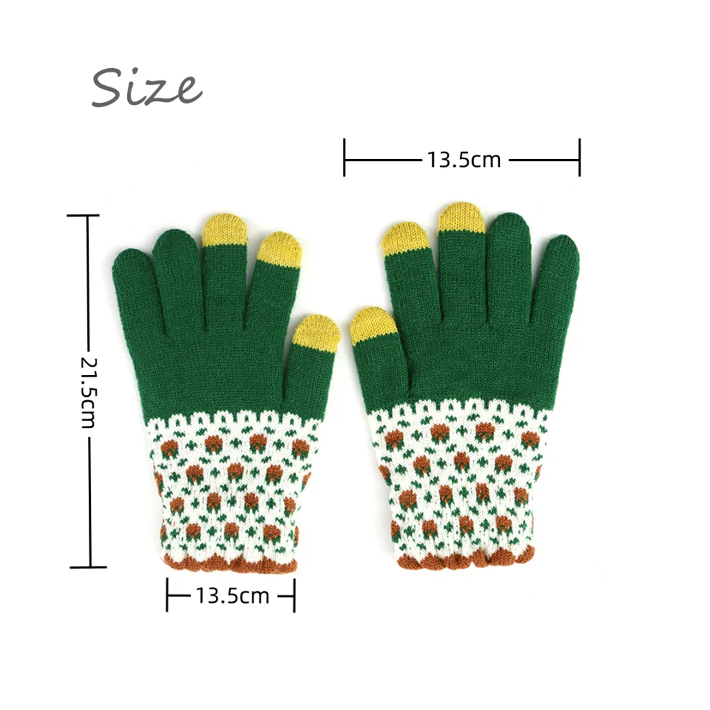 Winter Thicken Woolen Warmer Gloves Outdoor Windproof Coldproof Full Fingers Gloves Riding Knitted Mittens Clothing Accessories