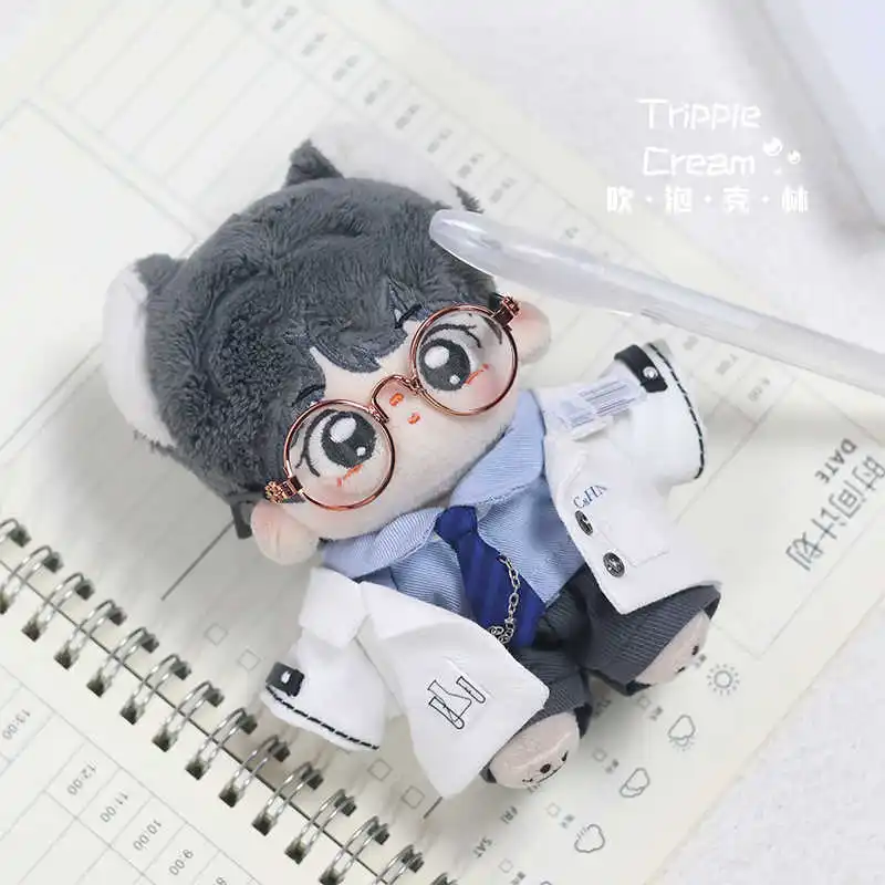 10cm Doll Clothes White Coat Scientists Blue Shirt Tie Cute Fashion Suit Stuffed Plushies Plush Doll Accessories Anime Toy  Kid