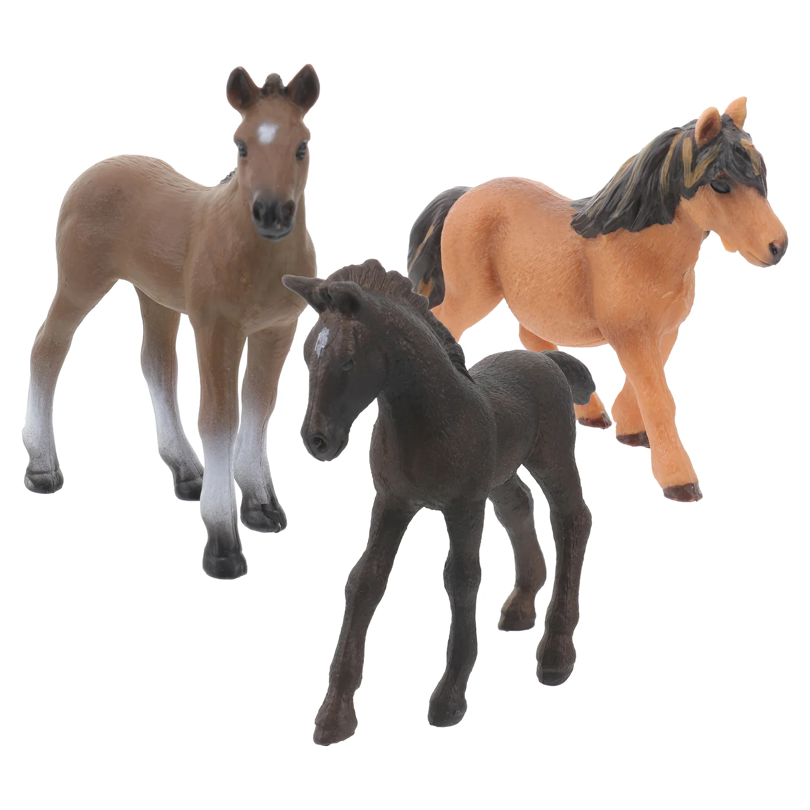 3 Pcs Horse Model Lifelike Models Black Plastic Enlightenment Toys for Kids Child