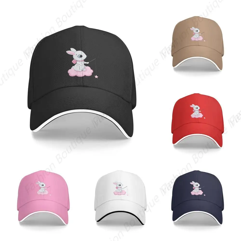 

Hot-Selling Cute Rabbit Is Sitting On The Cloud Printing Sandwich Cap Peaked Caps Men Women Outdoor Sport Travel Sun Visor