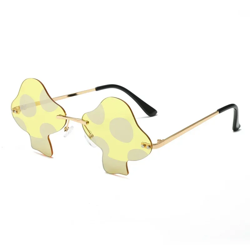 Gafas de sol sin montura para hombre y mujer, lentes con forma cóncava, con personalidad, a la moda, divertidas, para fiesta en la calle y Tiro,