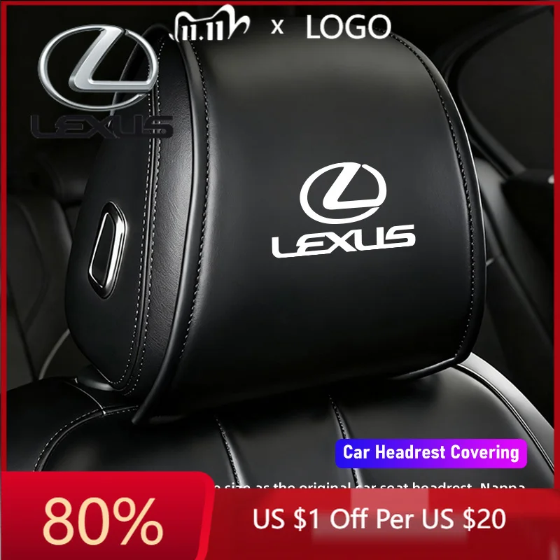 

2026 Hot Interior Stickers 2Pcs Quality Leather Car Seat Headrest Covering Accessories For Lexus F-SPORT ES RX NX LS UX LM LX GX