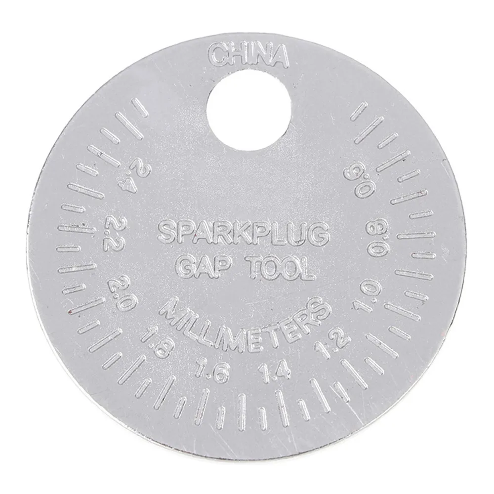 1pc Spark Plug Gap Gauge Measurement Tool Coin- Type 0.6-2.4mm Range Spark Plug Gage Caliber for Measuring Tool