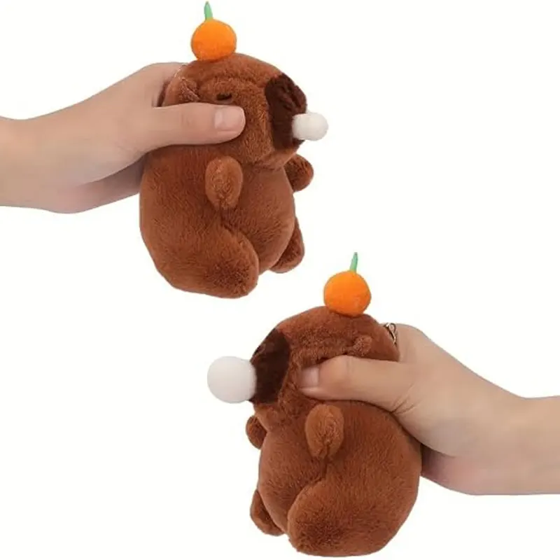 Porte-clés en peluche Capybara mignon, pendentif pour sac à dos, poupée en peluche Kawaii, décoration de voiture, animaux en peluche, jouets doux, cadeaux d'anniversaire