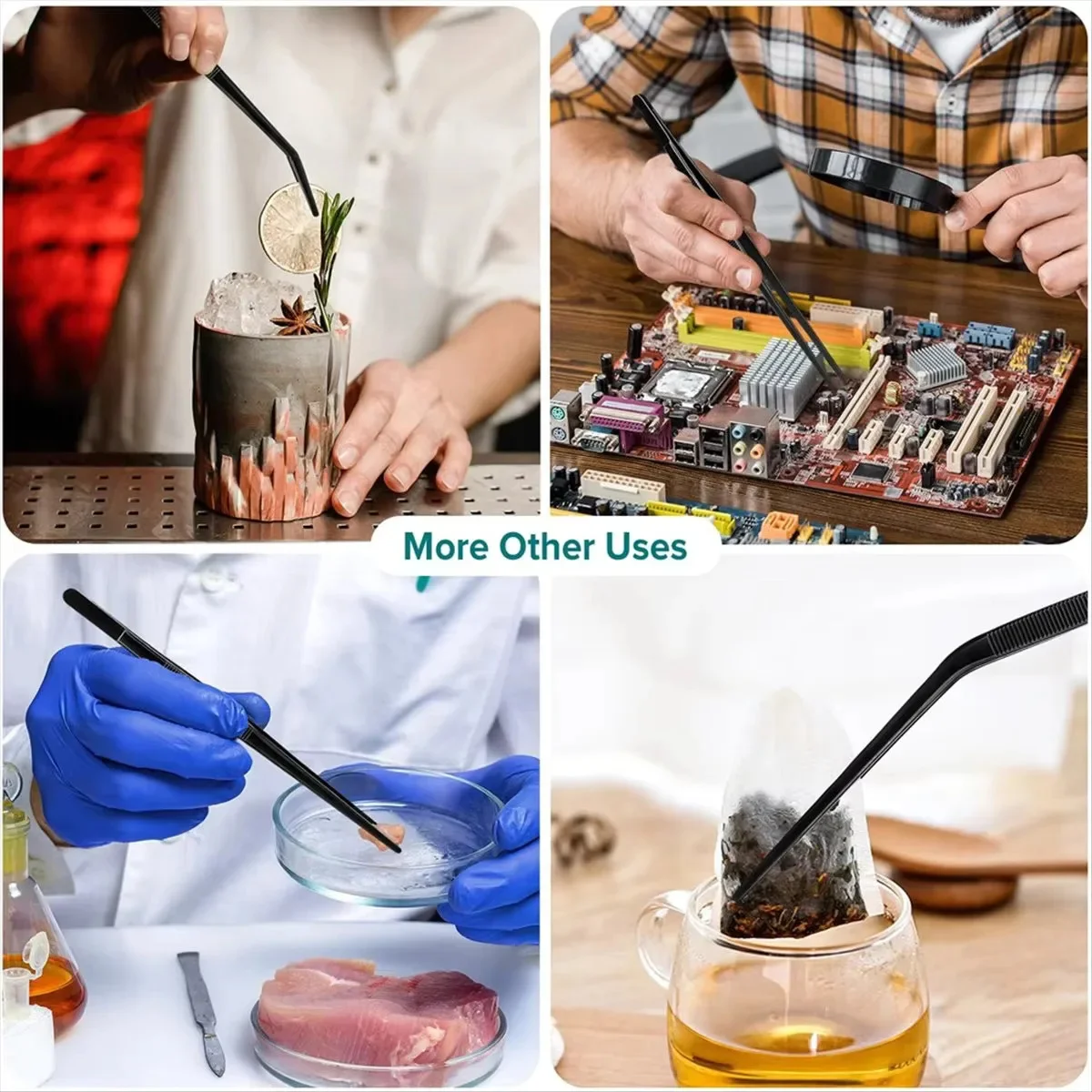 3/5/6-teiliges Küchenzangen-Set, Edelstahl-Lebensmittelzangen, Küchenpinzetten, professionelles Kochpinzetten-Set für präzises Greifen – Detail 5