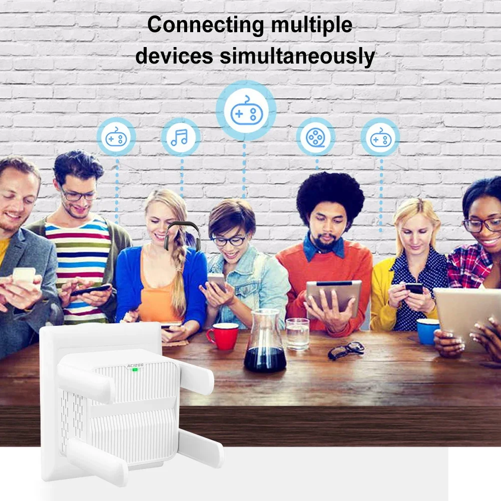 2.4G/5GWiFi Dual Band Repeater 1200Mbps Draadloze Signaal Range Extender Wi-Fi Versterker Router Lange afstand Signaalversterker Voor Thuis