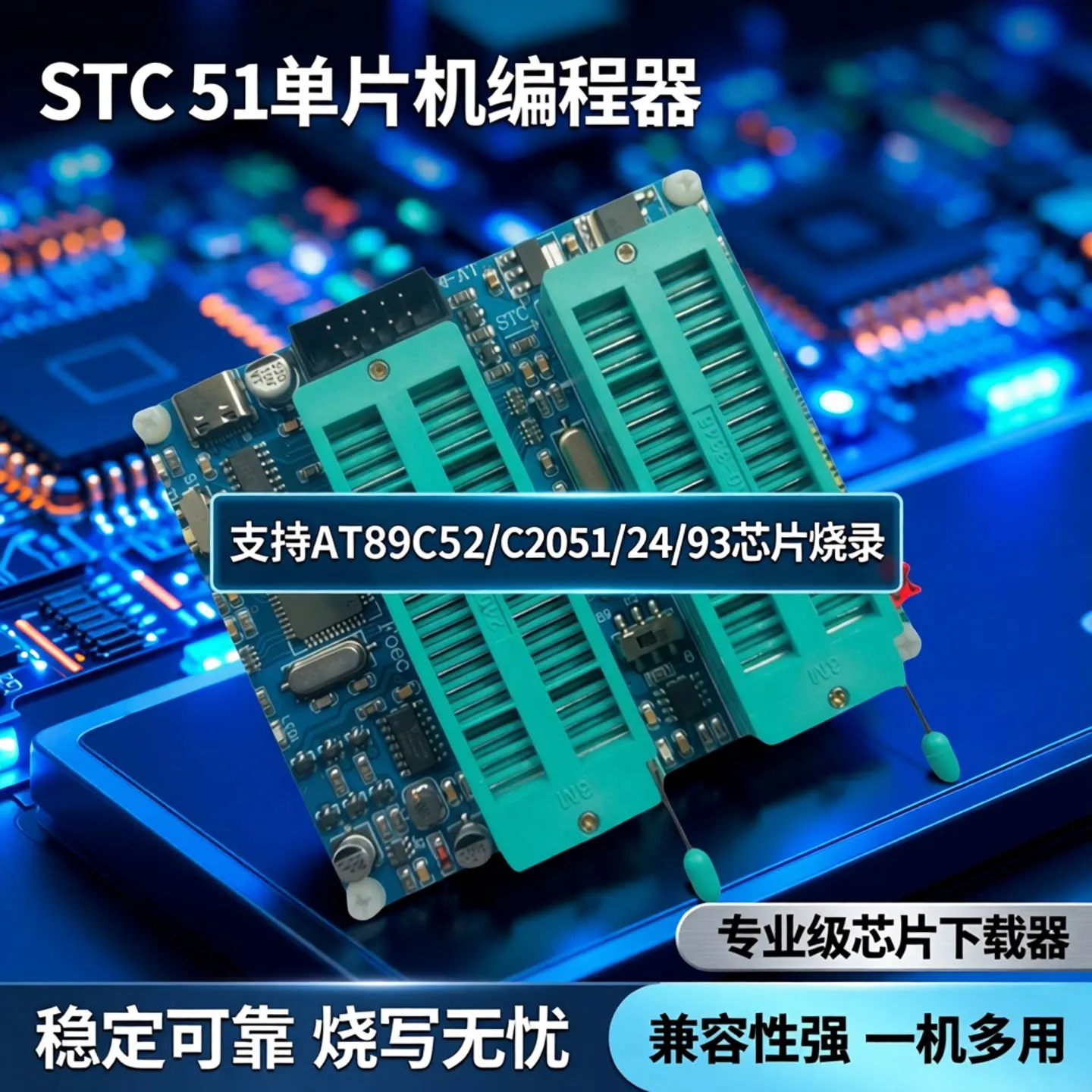 51 Microcontroller Programmer, STC Burner, AT89C52/C2051/24/93 Programmer, 51 Chip Downloader