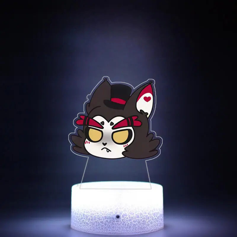 Lámpara Nocturna de Anime con Diseño de Hazbin Hotel, Husk, Alastor, Angel Dust y Lucifer, con 16 Colores de Luz Ambiental, Ideal para Regalo