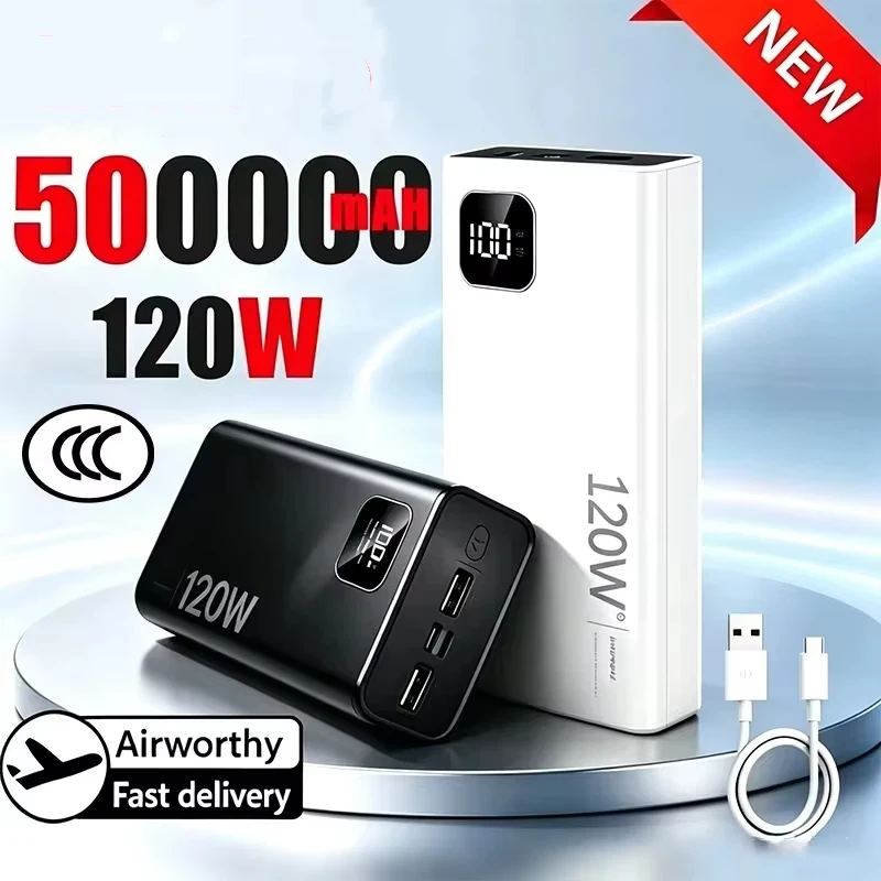 120W Power Bank 200000mAh High Capacity Fast Charging Powerbank Portable Battery Charger For iPhone Samsung Xiaomi NEW