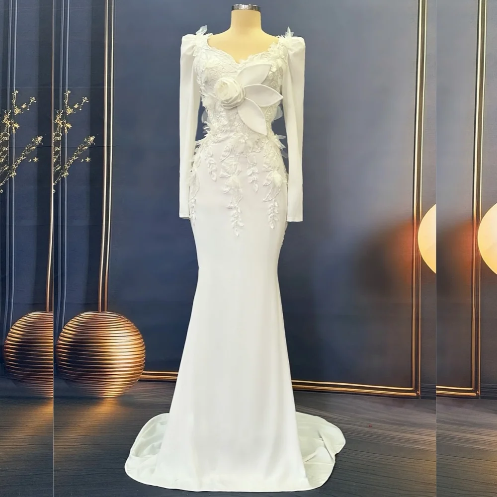 

Customized Chinese Style Jersey Flower Pleat Trumpet Sweetheart Long Dresses Bespoke Occasion Elegant