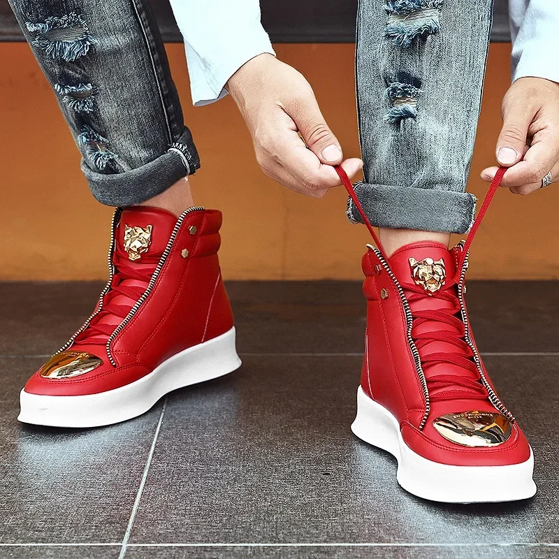 Men Sneakers 2025 Fashion Skateboard Leopard Platform Shoe Sport Training Men's Ankle Boots High Top Casual Shoes