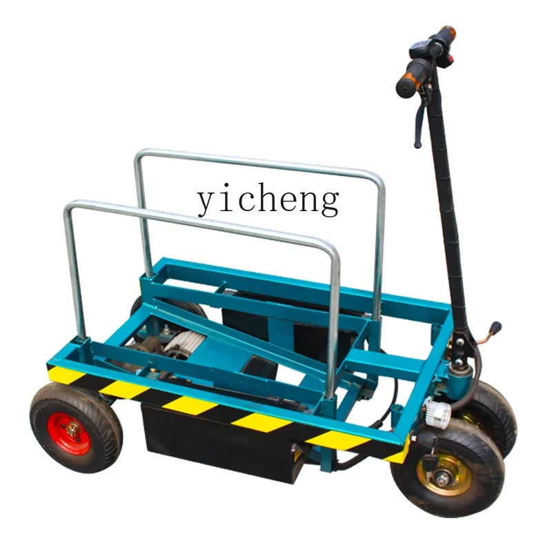 

Zz electric folding flatbed truck handling tiles building materials trolley pulling goods small trailer portable commercial