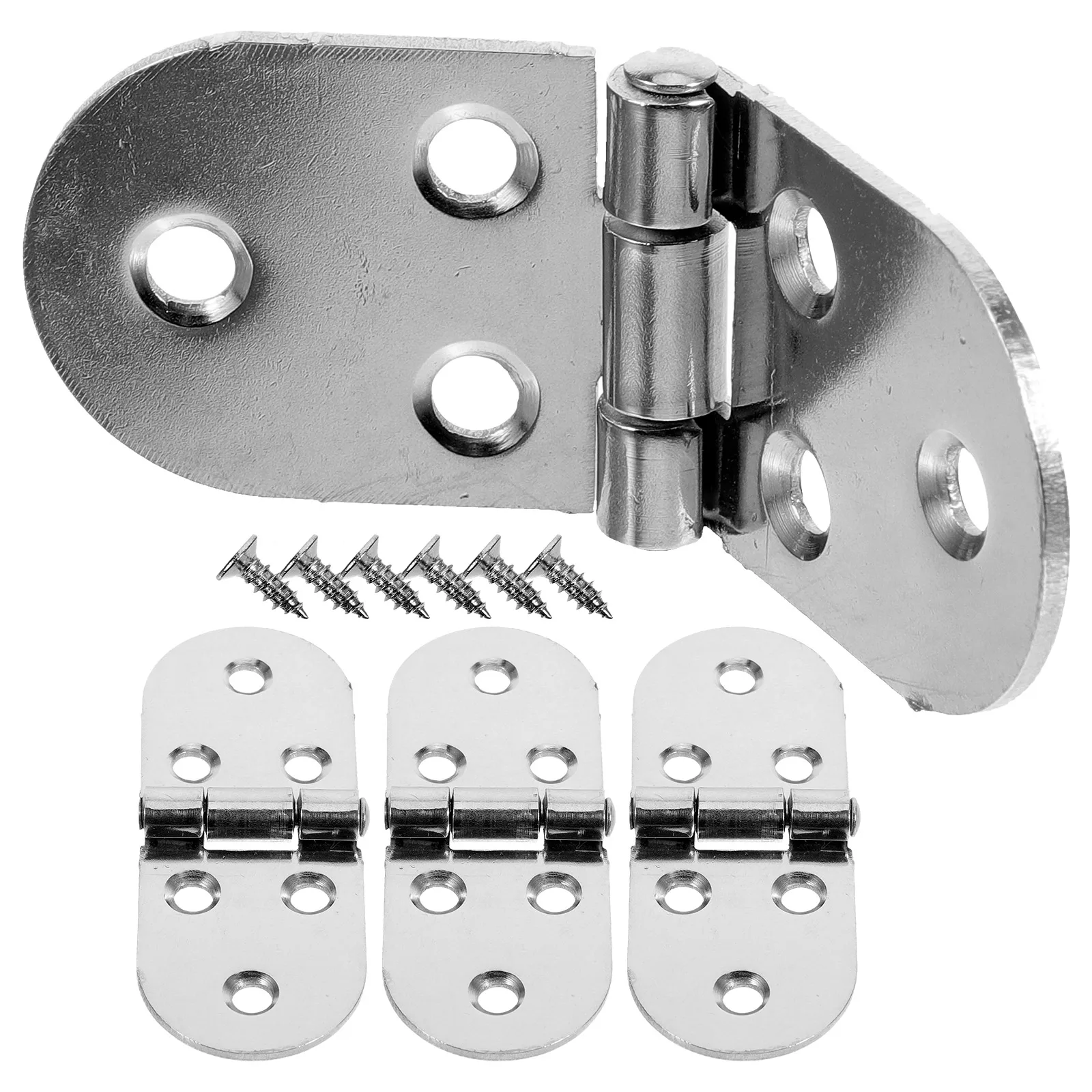 

4pcs Semi-circle Hinge Door Silver Stainless Steel Durable Mute Flat Hinge Thickened Anti-corrosion Furniture Hinges for Doors