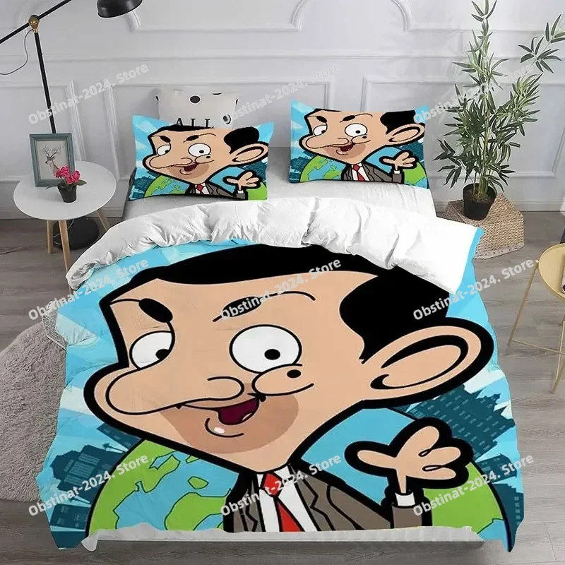 

Mr. Bean Animated Series Bedding Sets Comforter Quilt Bed Cover Duvet Cover Pillow Case 3 Pieces Sets Bedroom Decor
