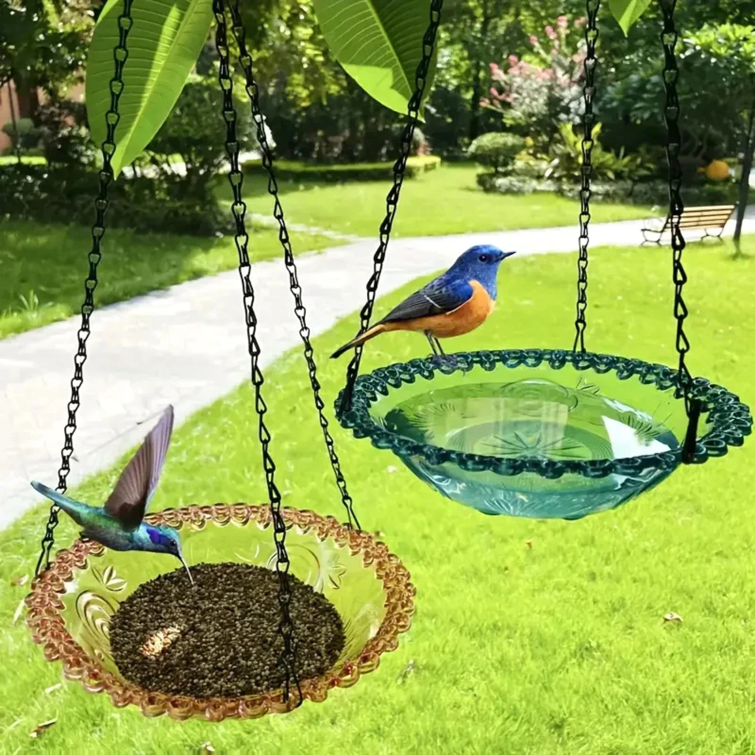 

Beautiful Bird Flower Shaped Hanging Bird Feeder - Outdoor Hummingbird Feeder Supplies for Garden Decoration - Yard Farm Supplie