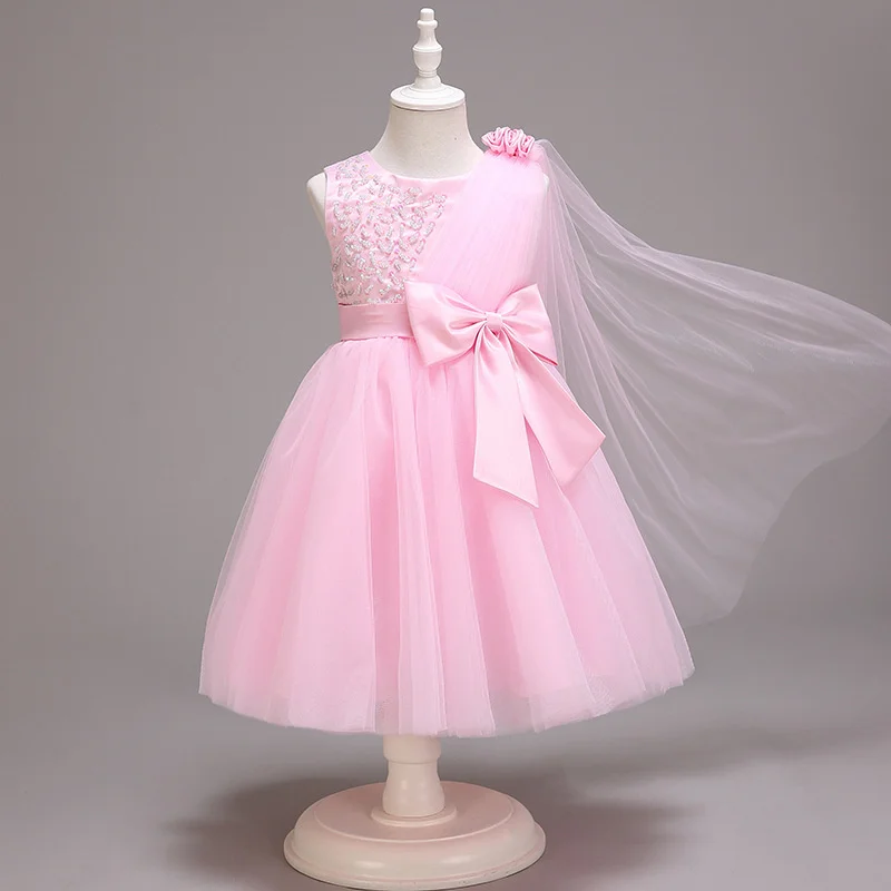 Children's dress bow princess dress pink summer dress girl dress girl's 61 performance dress children's dress