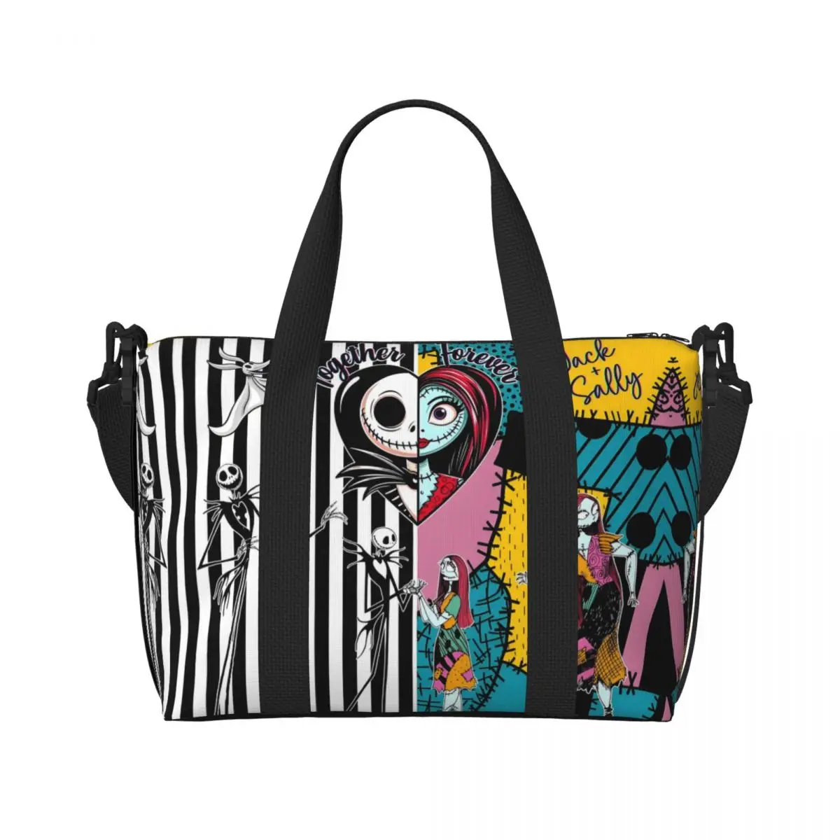 

Женская большая сумка Джека Скеллингтона на заказ, большая вместительная дорожная сумка для пляжного спортзала со скелетом