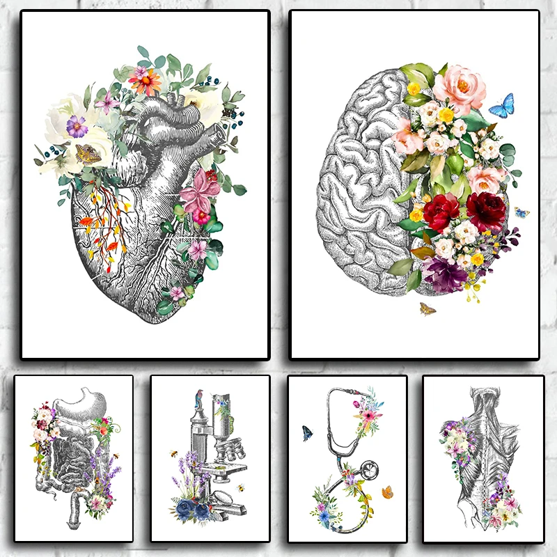 Schmetterling auf dem menschlichen Rippengehäuse – Ästhetische Anatomie, nordische rahmenlose Leinwand für die Wanddekoration im Wohnzimmer oder im Krankenzimmer