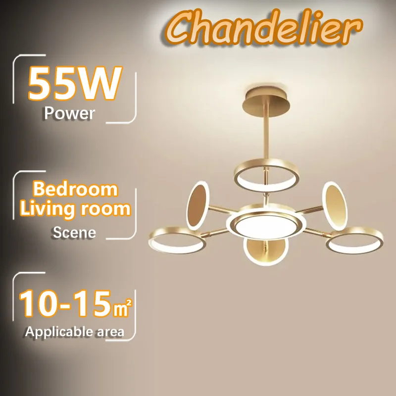 

Living room chandelier: modern, simple, creative gold fixture for dining rooms, bars, with light luxury Nordic style.