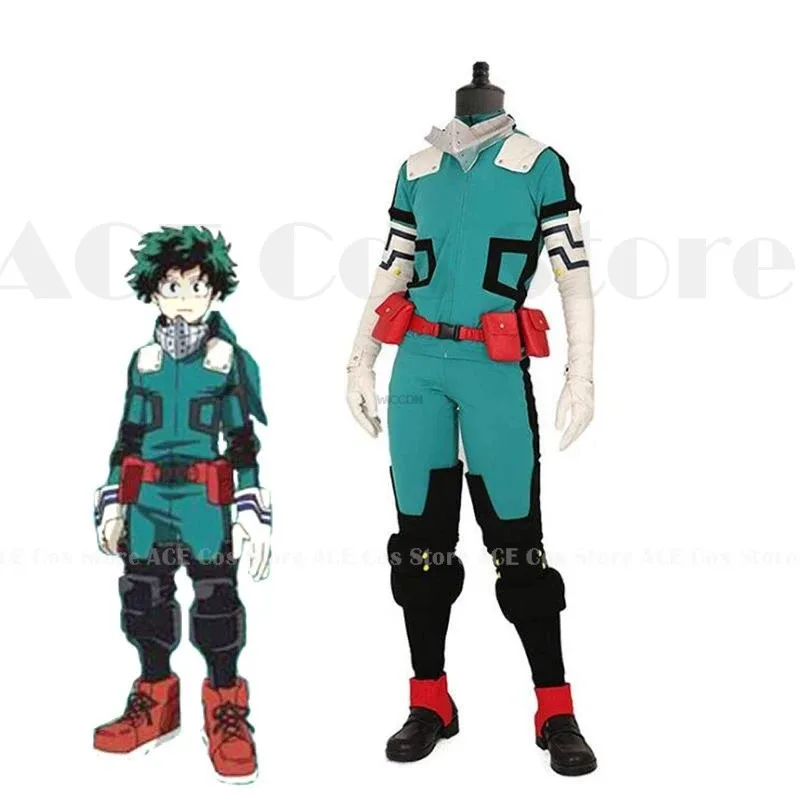 Disfraz de héroe de Anime Midoriya, disfraz de Izuku Deku Battle Academia, conjunto de disfraz Unisex, peluca de pelo, ropa de Anime XXXL