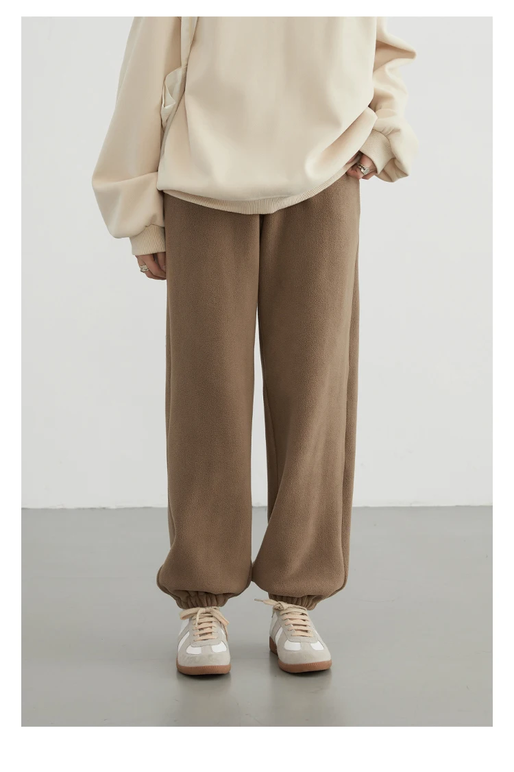 CHIC VEN Women's Pant Loose Casual New High Waist Fleece Pant Thick Plush Warm Female Sports Trousers Autumn Winter 2023