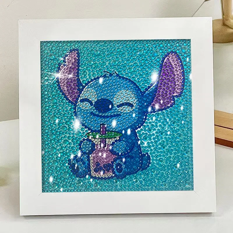 Disney-Stitch Diamante Desenho para Crianças, Bastão Redondo, Desenhos Animados Anime, Artesanal, DIY, Arte Bordada, Decoração para o Lar, Presente