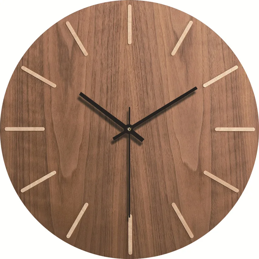 Holzmaserung Wanduhr Transparent Minimalistisches Design Hängende Stille Uhr Wohnzimmer Büro Kunst Wand Uhr Wohnkultur Hororloge – Detail 8