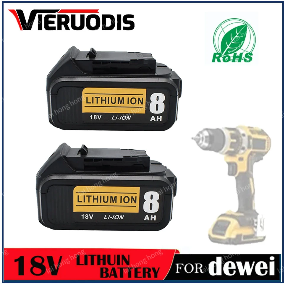 

100% New For DeWalt 18V/20V 8.0Ah 6.0Ah Rechargeable Power Tools Battery with LED Li-ion Replacement DCB205 DCB204-2 DCB206