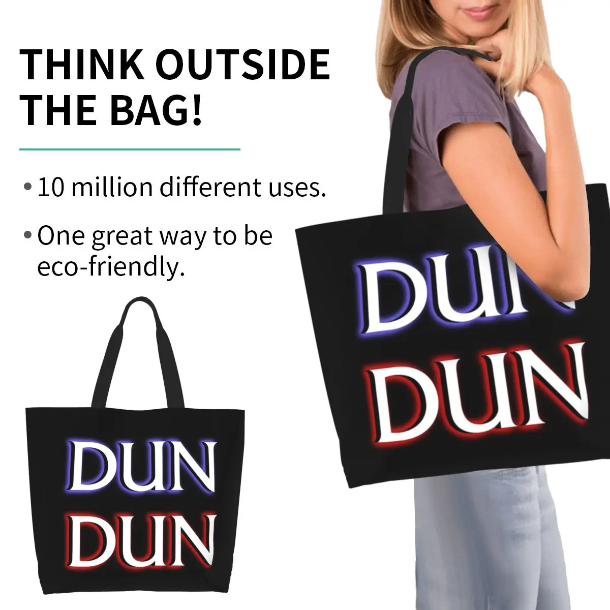 Dun Dun Meme Law Order Parody Shopping Tote Bag Canvas Large Capacity Shoulder Bags Shopper Grocery Handbag for Women