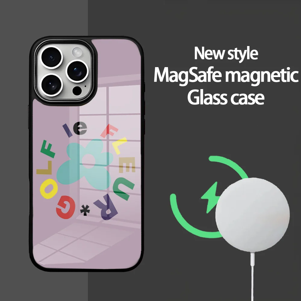 

Golf Flower Phone Case For IPhone 16 15 14 13 12 11 Pro Max Plus Mini Magsafe Mirror Wireless Magnetic Cover