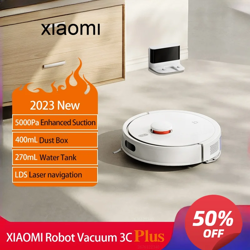 XIAOMI MIJIA 3C Plus Robot Vacuum Cleaner and Mop5000PA For Home Appliance Dust LDS Scan  Cyclone Suction Washing Mop Smart Plan