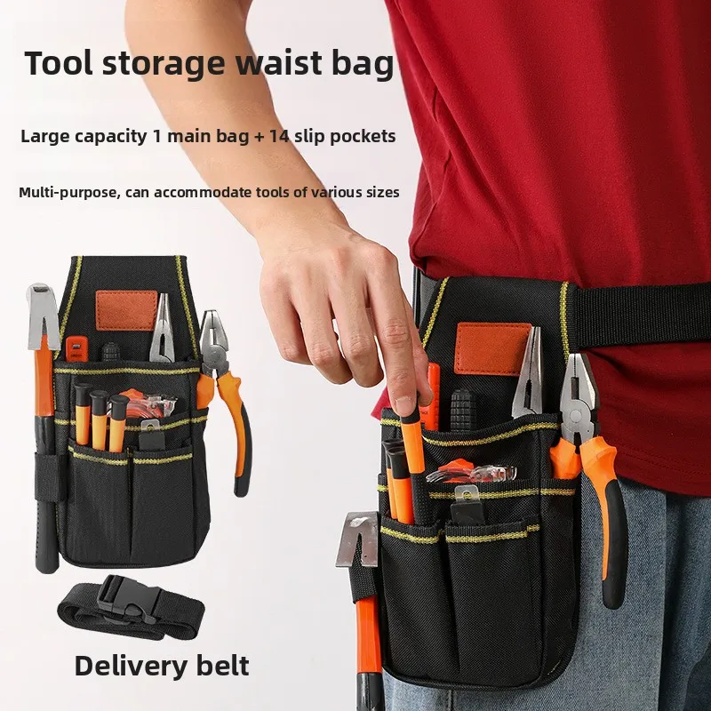 Multi-layer Electrician Tool Bag, Adjustable, Thickened and Wear-resistant Tool Waist Bag, Industrial-grade hardware Tool Bag