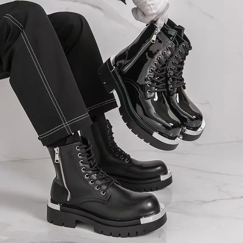 

Size 38-46 Chelsea Men's Boots Punk Style High Top Leather Shoes 2026 Comfortable and Fashionable Youth and Ankle Boots