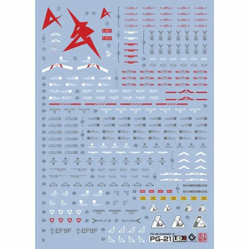 EVO PG-21 High Precision Fluorescent Water Slide Decals For PGU 1/60 RX-93 V Model DIY Upgrade Accessories