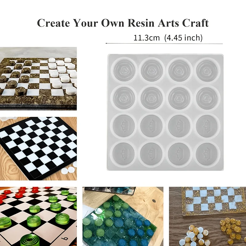 2One Pack，Chess board mold and chess piece mold for resin casting，Chessboard and Chess Pieces Epoxy Resin Mirror Silicone Mold