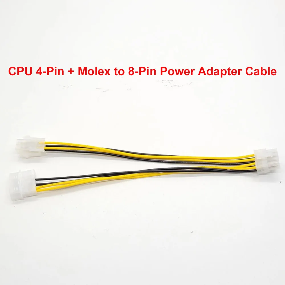 CPU Power Adapter Cable 4-Pin Square + 4-Pin Molex to 8-Pin ATX CPU Power Converter Cable for Desktop Motherboard
