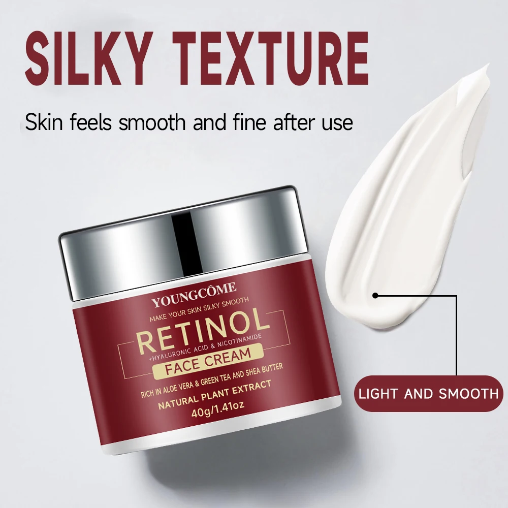 "YOUNGCOME Retinol + حمض الهيالورونيك + عينة كريم الألوة - مرطب 3 في 1 مضاد للشيخوخة 40 جرام"