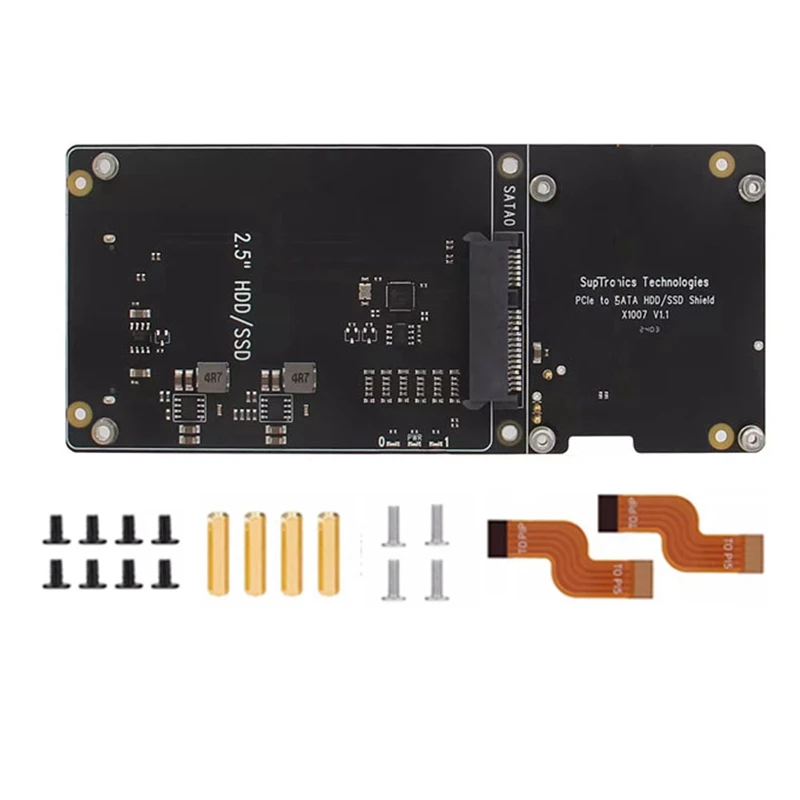 

X1007 Pcie To Dual 2.5" SATA HDD/SSD Shield SATA 3.0 5Gbps For Raspberry Pi 5 Supports 2X2.5" SATA HDD/SSD