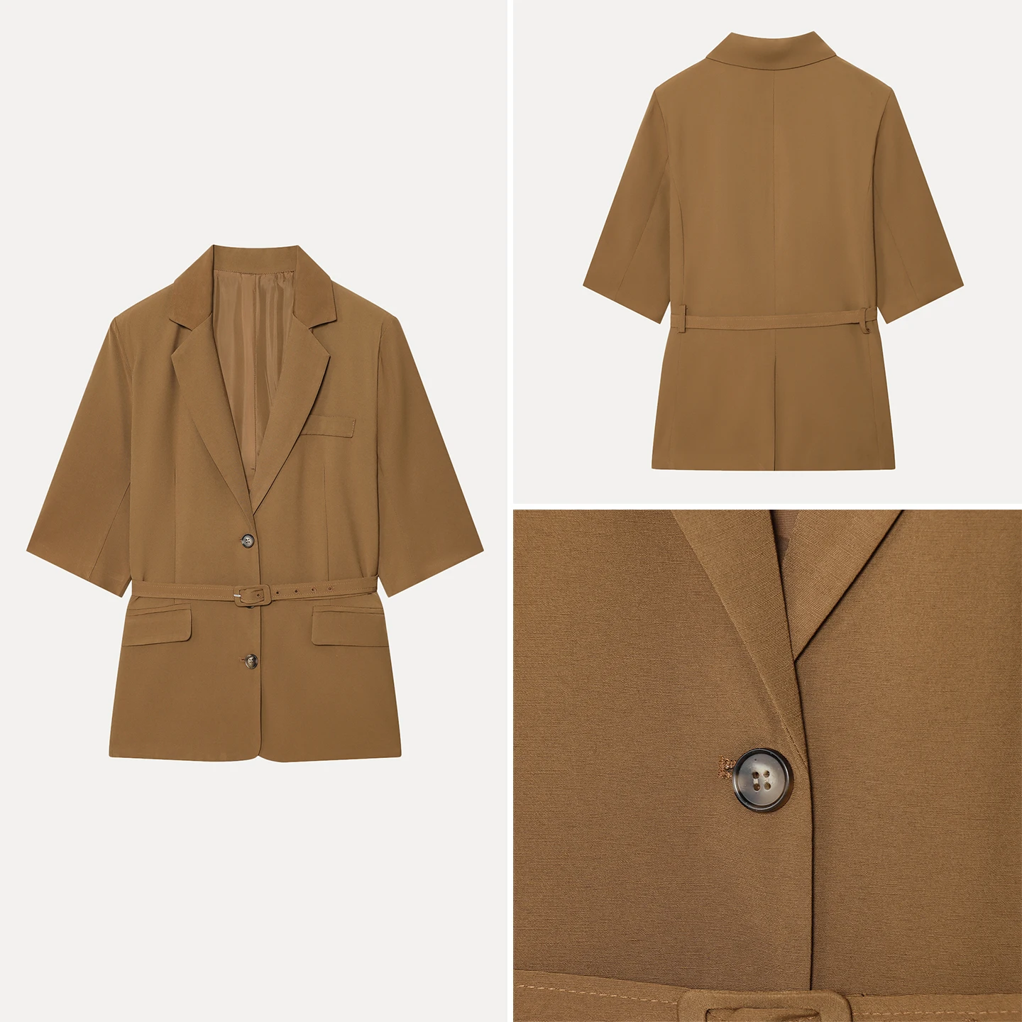 Versatile ort Sve Suit Sle Jaet with Belt Women's Faion Fall 2025 New Arrival Casual Wear Versatile Outerwear