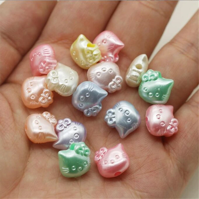 100pcs/lot new creative 11mm animal cat acrylic beads connectors for diy earrings keychain chain bracelet jewelry accessories