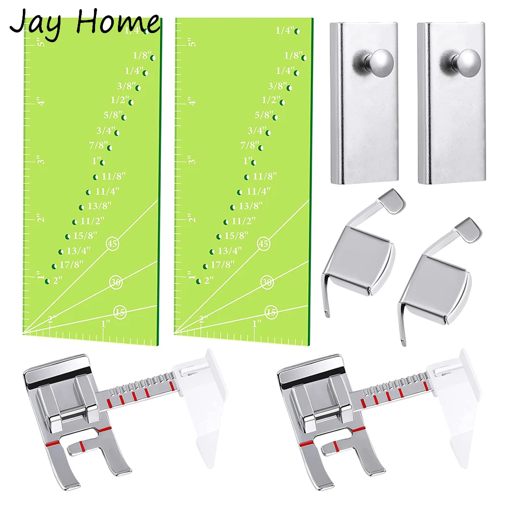 

4PCS Sewing Kits Magnetic Seam Guide&Seam Allowance Ruler & Adjustable Guide Sewing Machine Presser Foot for Most Sewing Machine